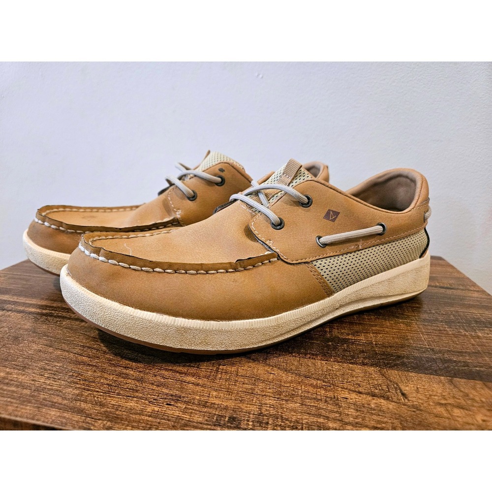Sperry Mens Boat Shoes Tan Mesh Halyard‎ 2-Eye Coastal Preppy Size 7M